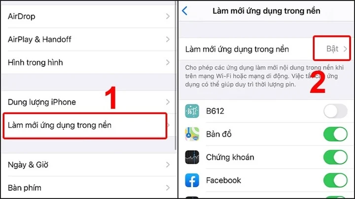 Bí Quyết Tăng Tuổi Pin Iphone: Tắt Làm Mới Ứng Dụng Nền Ngay Hôm Nay! | (Hình 2) Bí Quyết Tăng Tuổi Pin Iphone: Tắt Làm Mới Ứng Dụng Nền Ngay Hôm Nay! | (Hình 2)